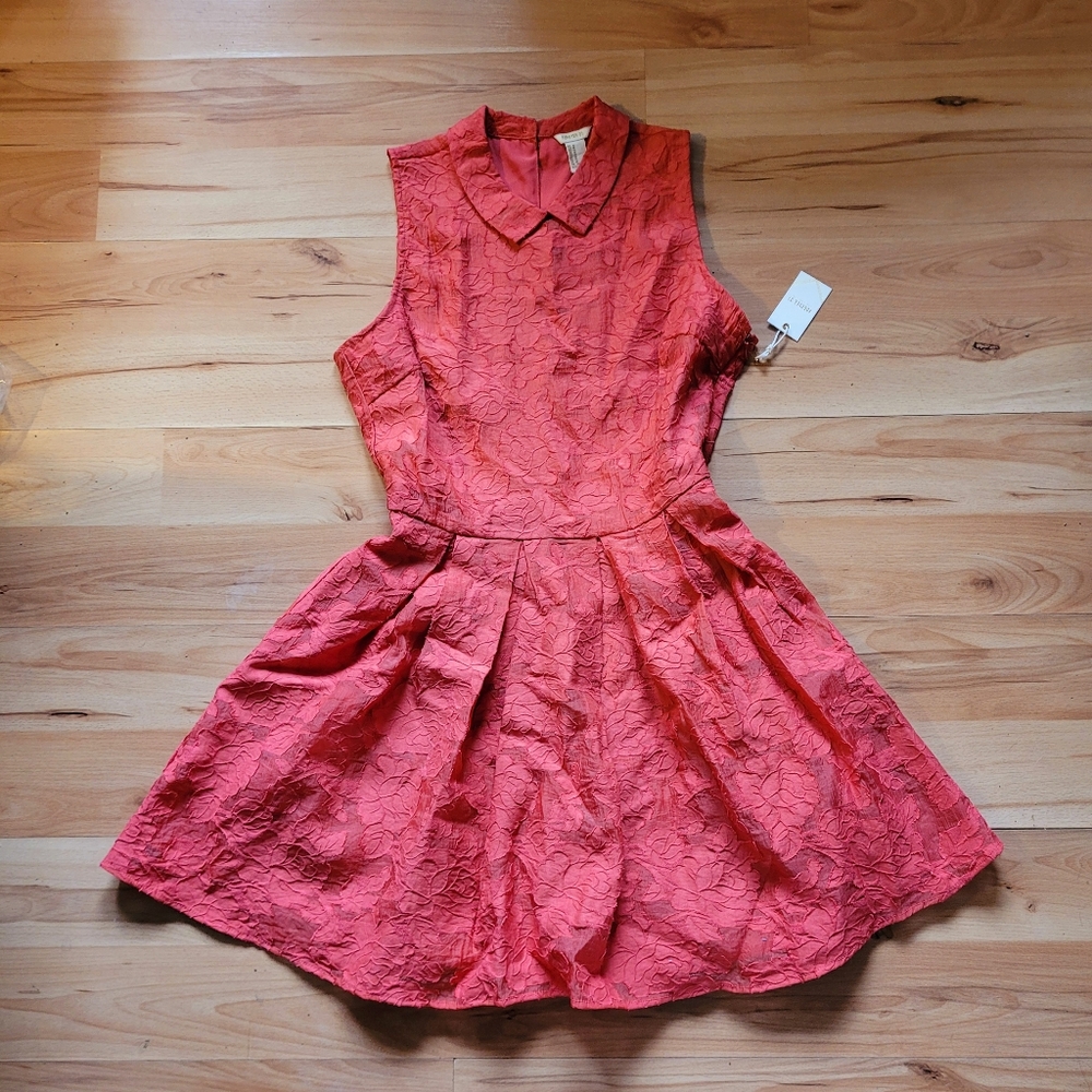 Forever 21 Floral Fit and Flare Dress-Coral - Picture 1 of 5